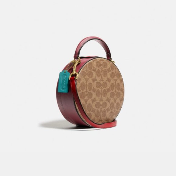 Coach Circle Lunar New Year Circle Bag In Signature Canvas Colorblock Ox Leather - Picture 4 of 12
